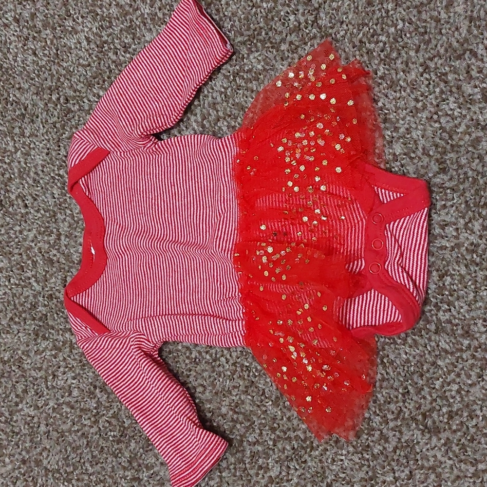 Red and White Striped Modern Baby Onesie